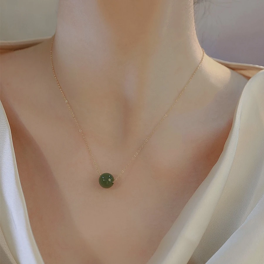 铜合金项链 宫廷风圆珠项链女气质复古文艺简约高级感锁骨链ins潮