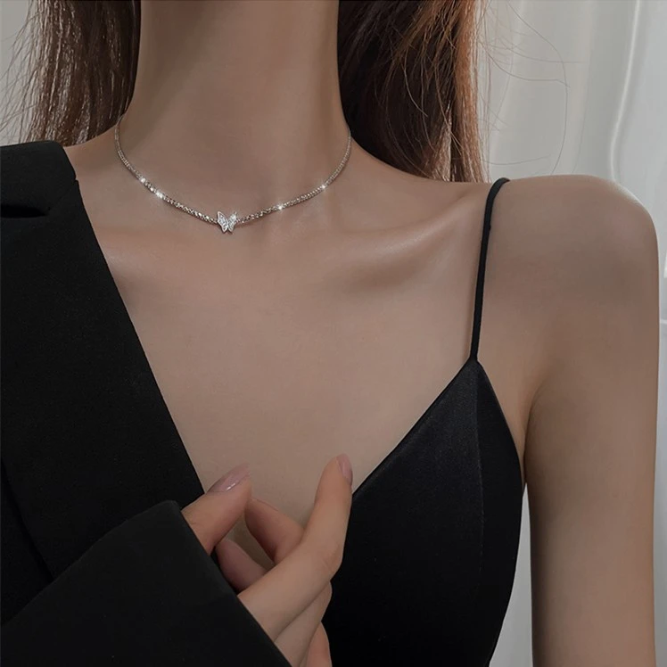 铜合金项链 满天星蝴蝶项链女ins冷淡风小众设计高级感锁骨链颈链