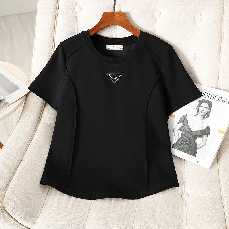 简约潮牌设计感立体印花上衣高端（T恤）