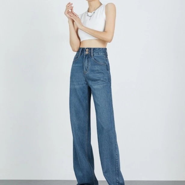 现货&直筒裤｜春款显瘦时尚休闲阔腿高腰拖地牛仔裤女N028-KT718