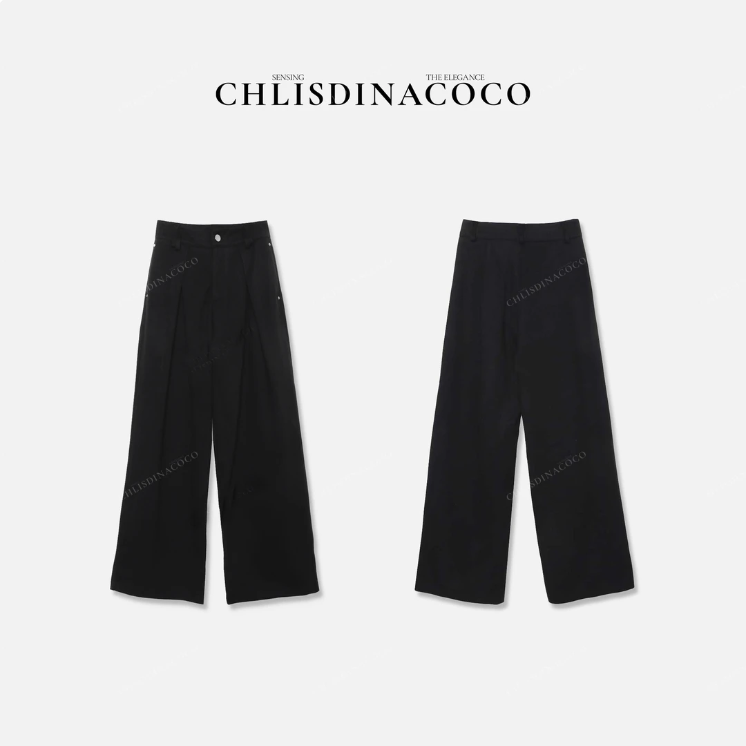 Chlisdinacoco丨“红麓滇樰”压褶钉珠西装阔腿裤 C32912CK251