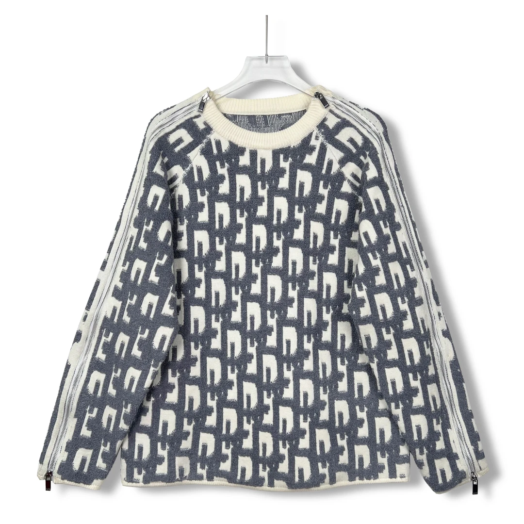 秋冬上新男士系列潮流时尚个性肩部拉链圆领毛衣百搭毛衣【威】878