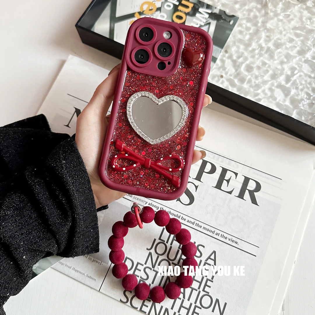 ins可爱蝴蝶结镜子新手机壳适用苹果iPhone华为荣耀OPPOvivo小米