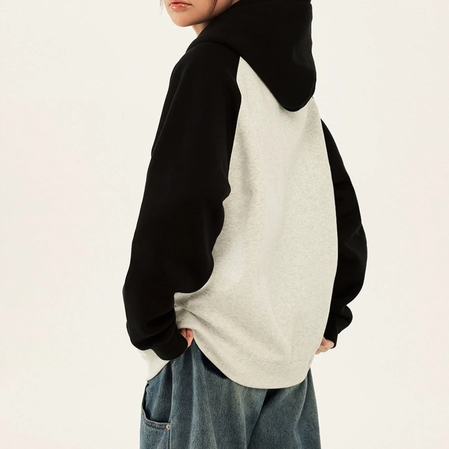 品牌订单！加绒款女款亲子连帽拼色卫衣百搭休闲撞色0907