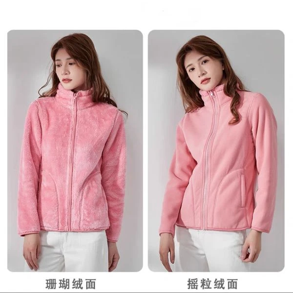 女款户外双面穿抓绒衣珊瑚绒外套冲锋衣内胆保暖加厚摇粒绒88060B