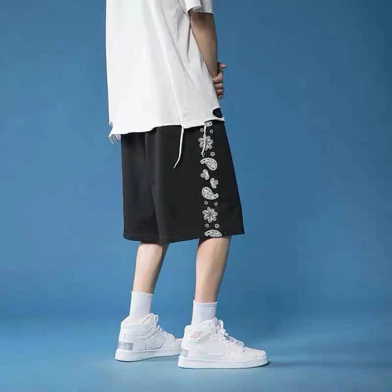 夏季新款腰果花短裤男宽松ins潮牌嘻哈街头休闲运动五分裤子6310