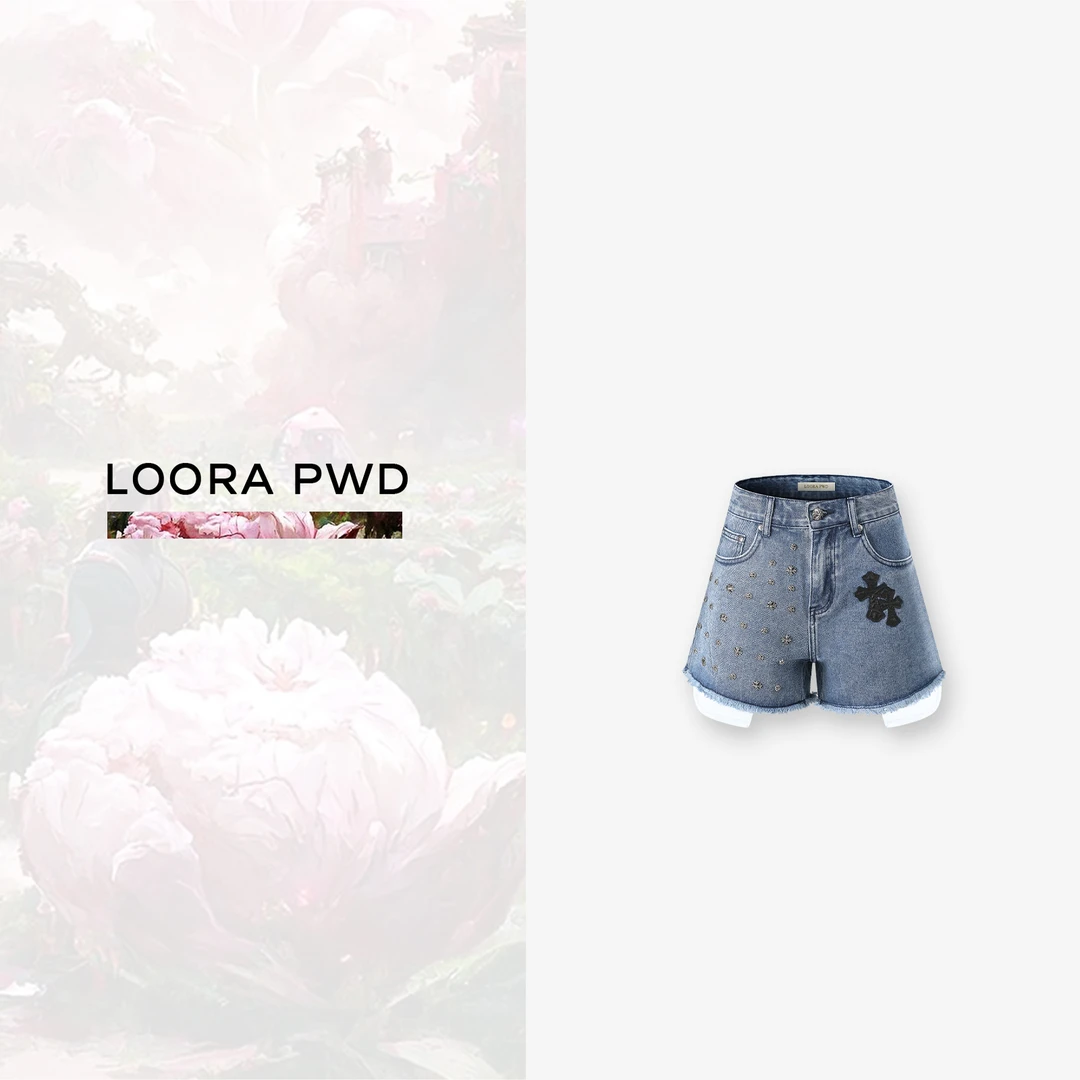 LOORAPWD/罗拉密码女士时尚重工(高端棉)牛仔短裤23WLBG0123N