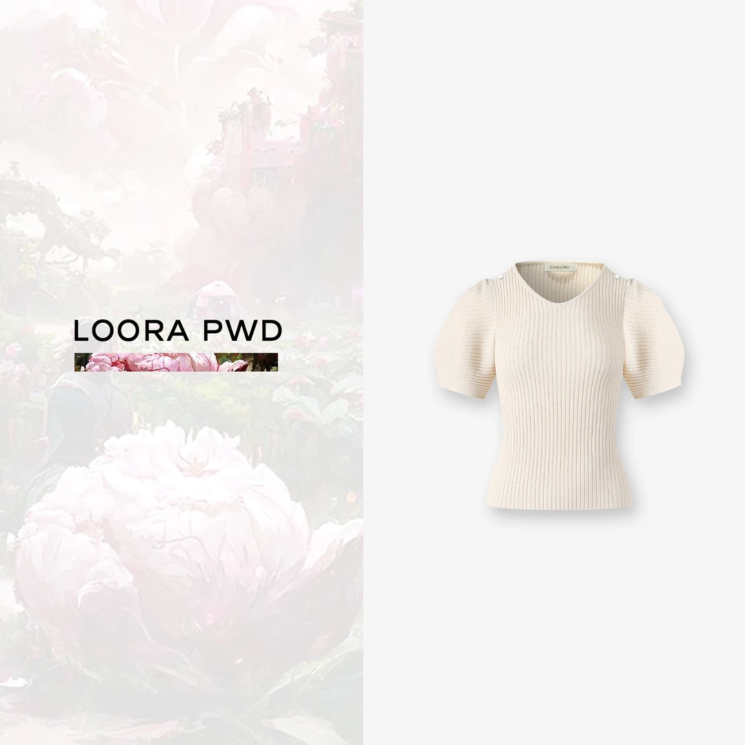 LOORAPWD罗拉密码夏季修身百搭时尚泡泡袖休闲上衣23WKBA0218N