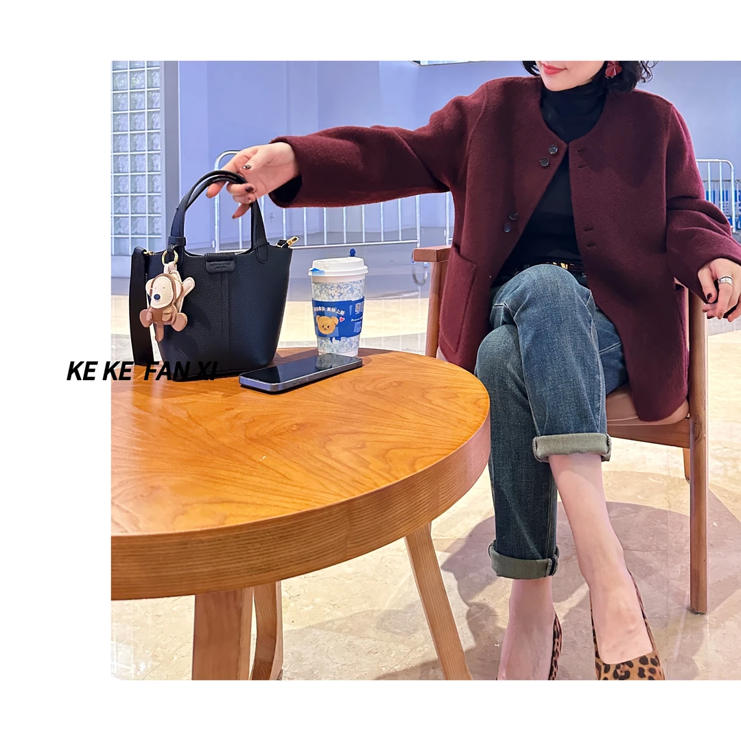 85127单排扣不规则门襟短款大衣气质时尚休闲宽松韩版洋气百搭