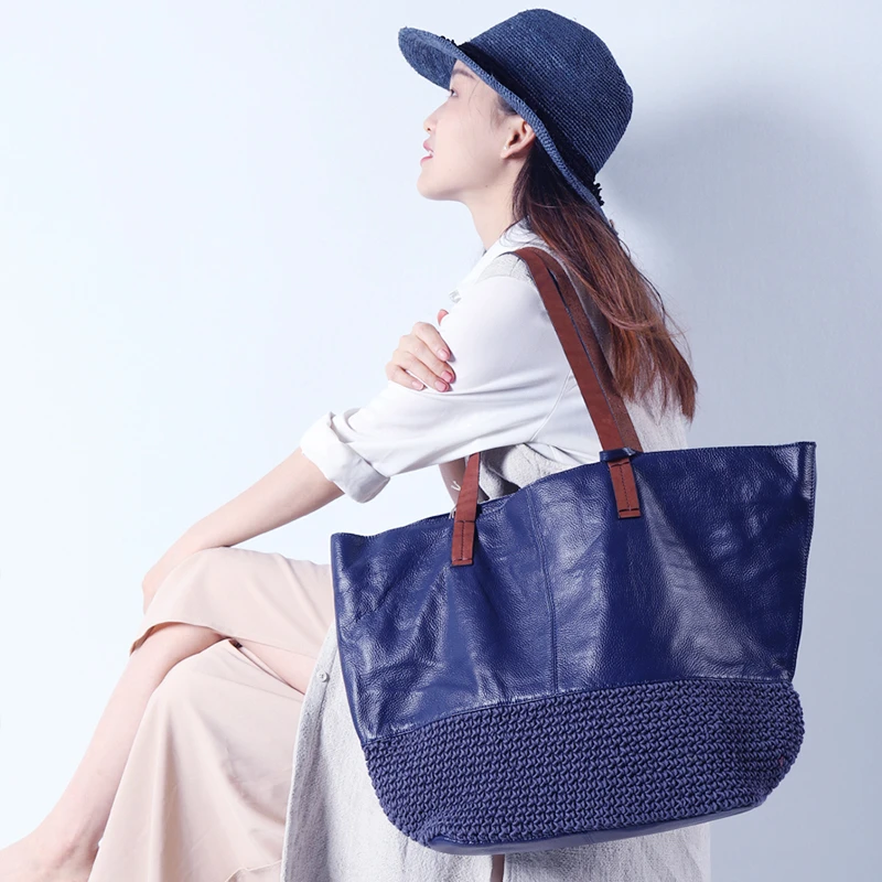 直播间同价潮黛真皮托特包时尚环保便携文艺范女士女包大容量732