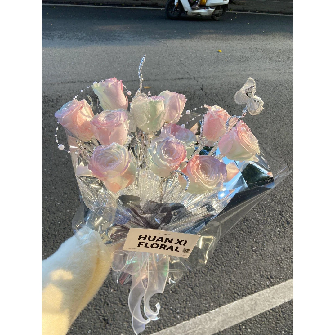 北极光欧若拉玫瑰花束渐变鲜花速递同城上海北京深圳南京杭州花店