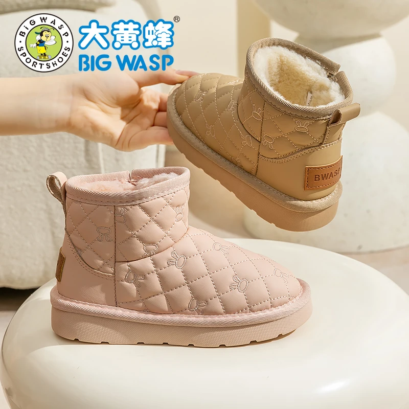 大黄蜂童鞋女童雪地靴2024冬季儿童保暖棉靴小女孩加绒加厚棉鞋子