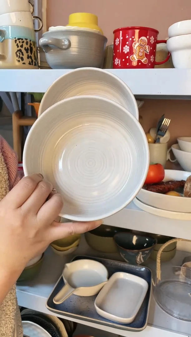 【闪购商品】瓷盘螺纹碗4件套微瑕
