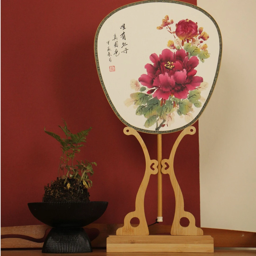 非遗团扇-扇缘堂现绘双面玉竹宣纸团扇(老师手工定制)