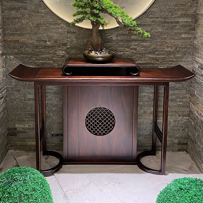 新中式玄关桌实木端景台禅意条案简约玄关柜现代门厅供桌整装家具