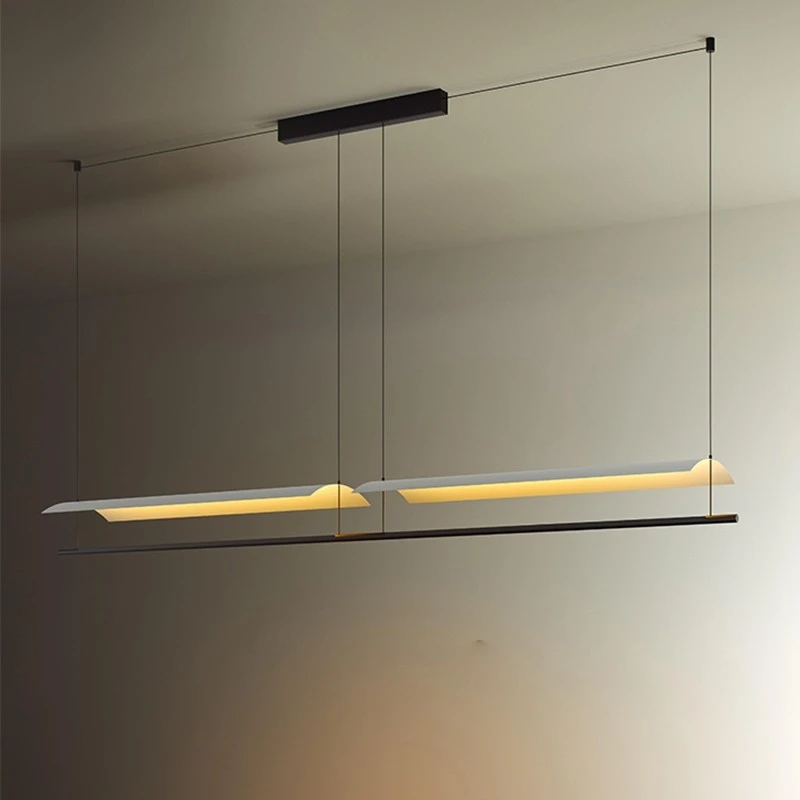 设计师餐厅吊灯极简工作室收银前台艺术吧台一字长条餐桌马扎吊灯