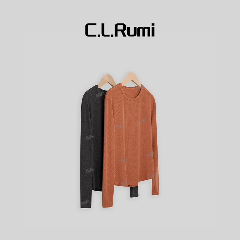 【Rumi女装】显瘦舒适百搭圆领摆弧形长袖T 6206tx