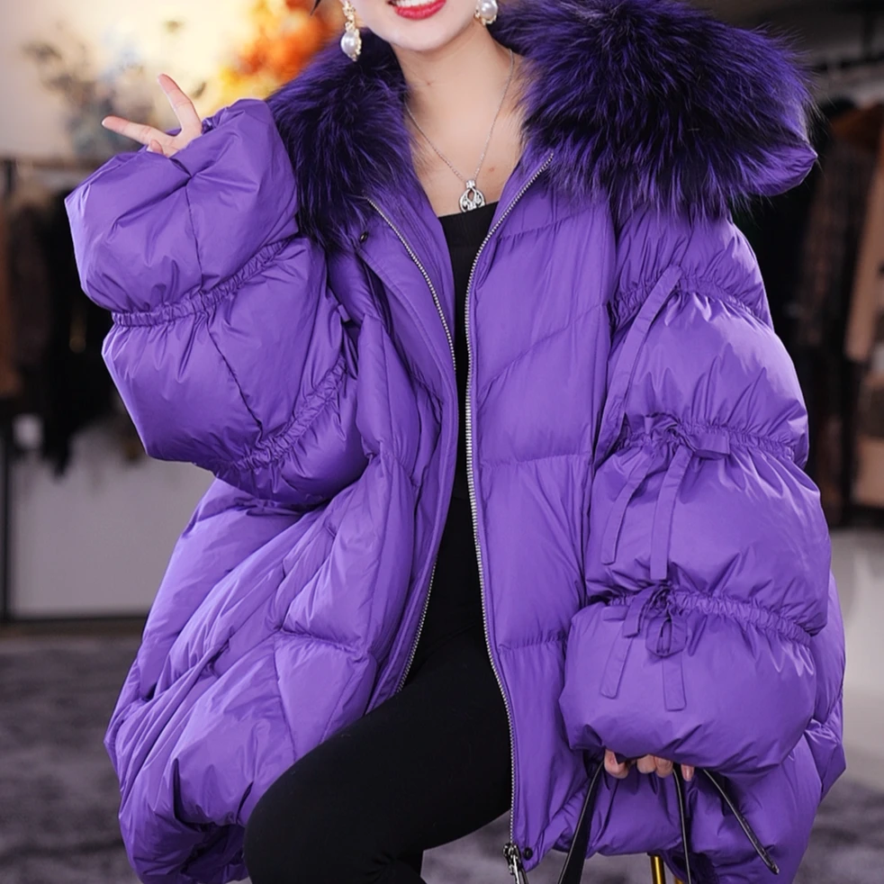 YJ【邢邢推荐】设计师高定鹅绒服女宽松中长款外套22-A-345-THJ秋冬