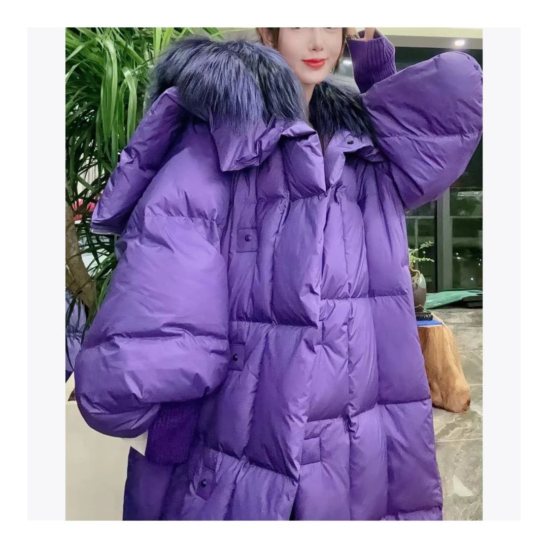 YJ【邢邢推荐】设计师高定鹅绒服女宽松中长款外套22-A-350-THJ秋冬