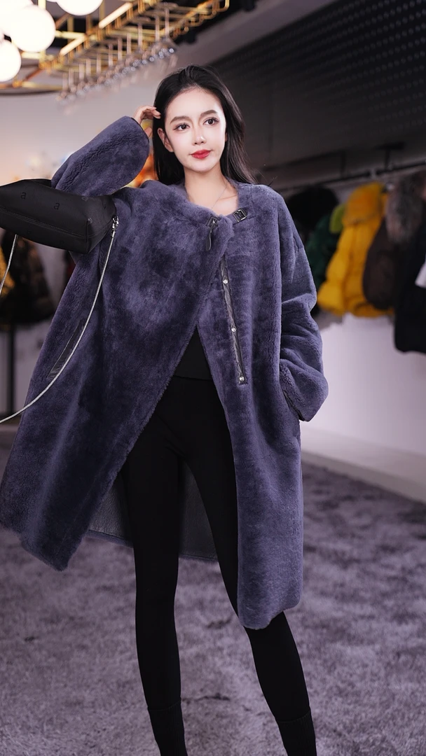 【Yongjia 】设计师新款时尚皮毛一体女外套99488