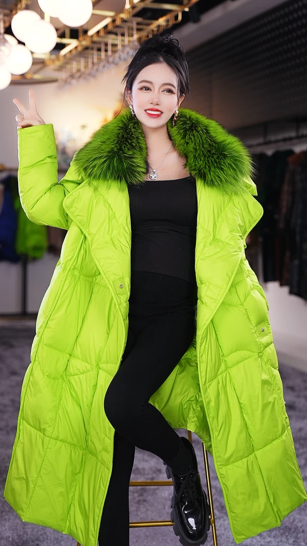 YJ【邢邢推荐】设计师高定鹅绒服女宽松中长款外套22-A-327-THJ秋冬