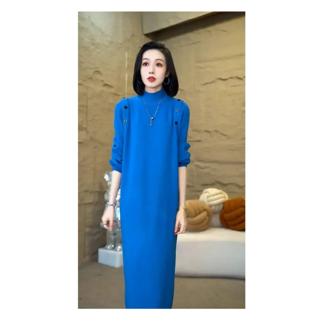 配大衣2025新款冬季收腰显瘦时尚针织衫连衣裙女毛衣中长款高级感