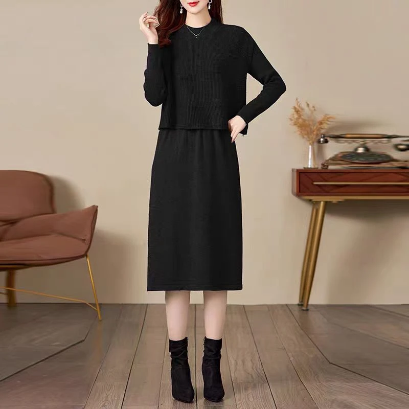 小香风2025秋冬新款时尚女装两件套针织高档气质宽松保暖显瘦裙套