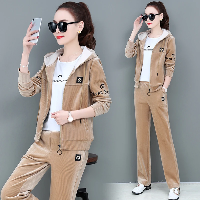 春秋季运动套装女卫衣时尚休闲连帽宽松大码显瘦运动服女韩版气质