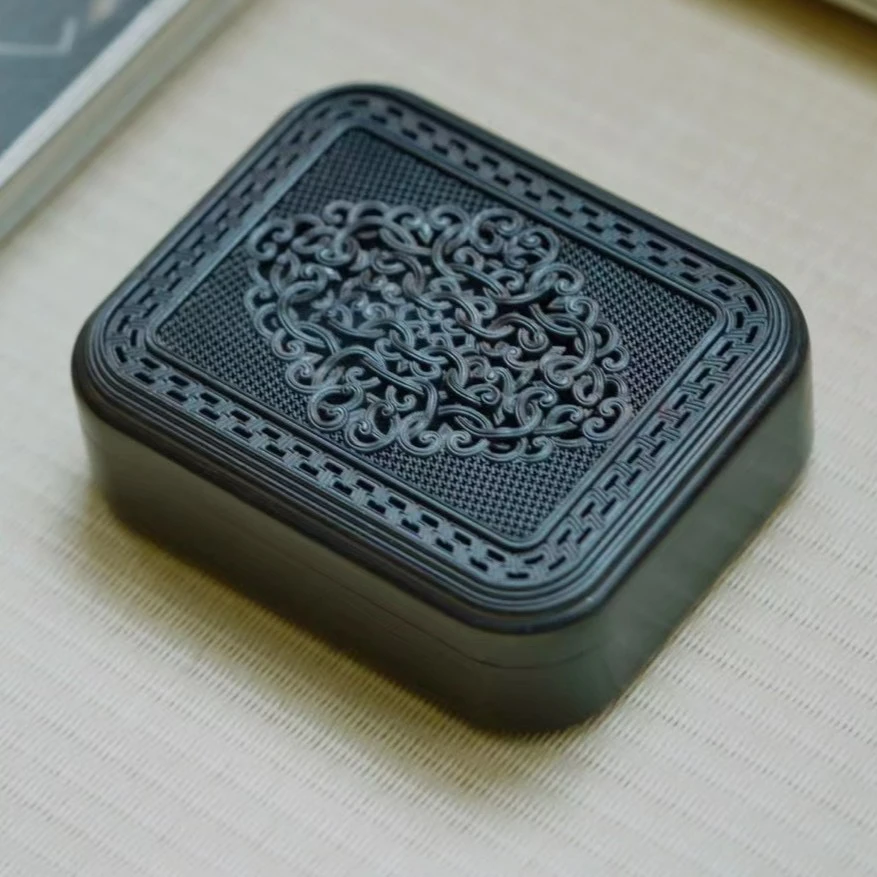 紫光檀吉祥如意首饰盒（香盒）一木挖