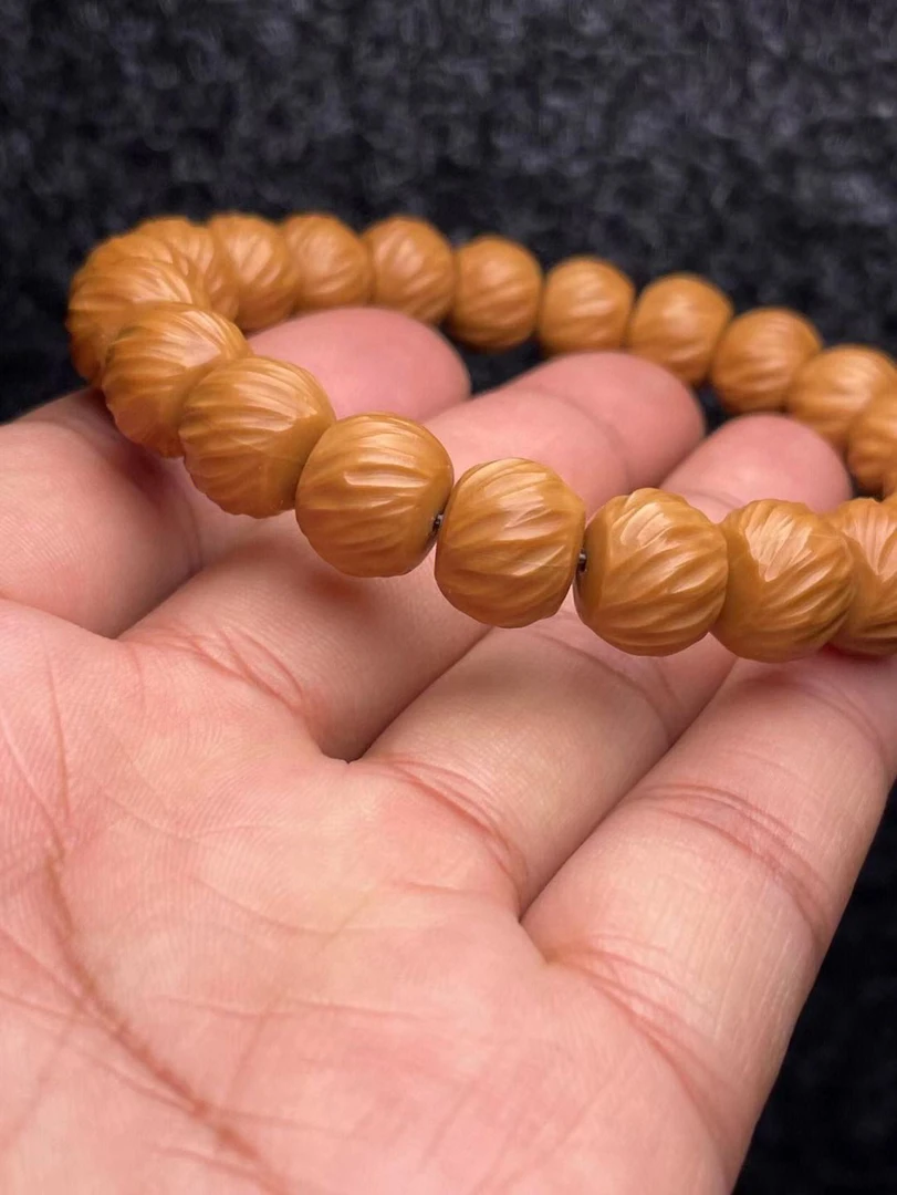 手工雕刻全品无瑕云锦猴头核桃单圈猴头手串手串