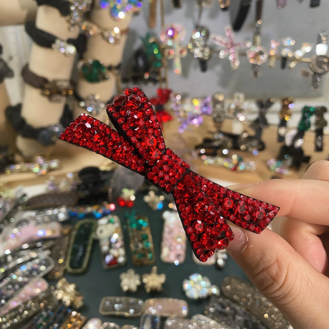 Y0047-新款-高定-韩版-红色-蝴蝶结-鸭夹-