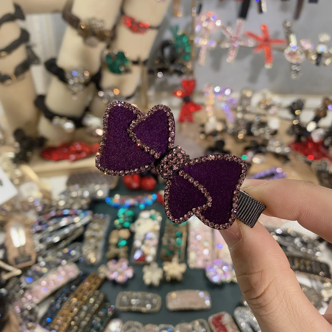 Y0042-韩版-轻奢-蕾丝-蝴蝶结-鸭嘴夹≈6CM-