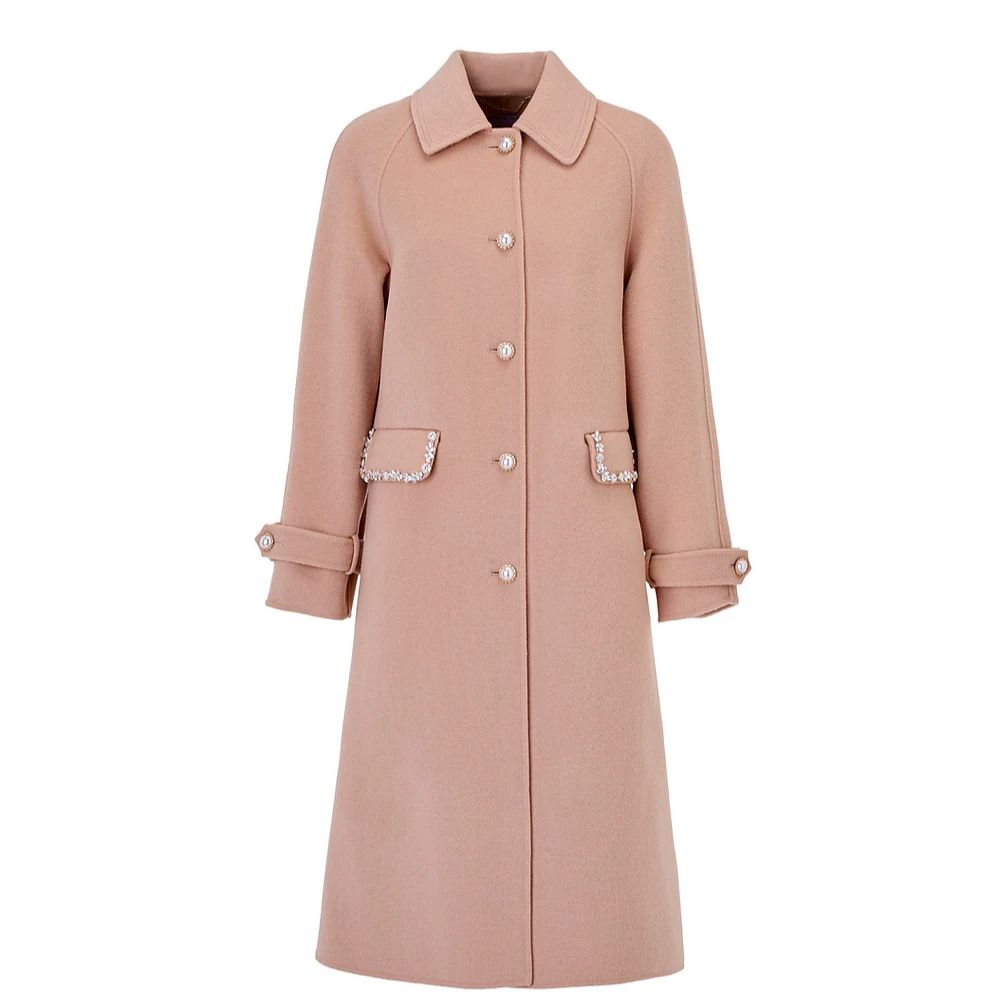 MAXRIENY极简复古通勤感大衣长款新年穿搭双面呢羊毛外套女澳毛