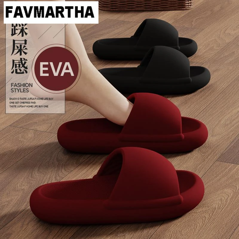 FAVMARTHA.本命年eva红色踩屎感结婚凉拖鞋男女秋高端情侣一对家
