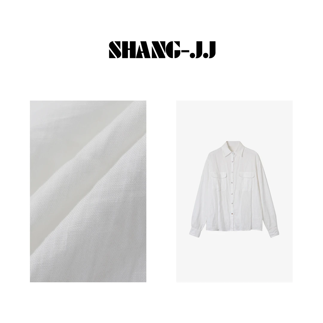 SHANG-JJ【舒适区】24新款极简定染色系亚麻夏日防晒衬衫q131308p
