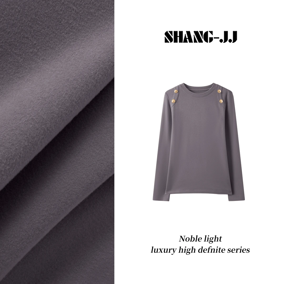 SHANG-JJ【胶囊系列】24新款重磅棉气质时尚设计感百搭上衣q132942p