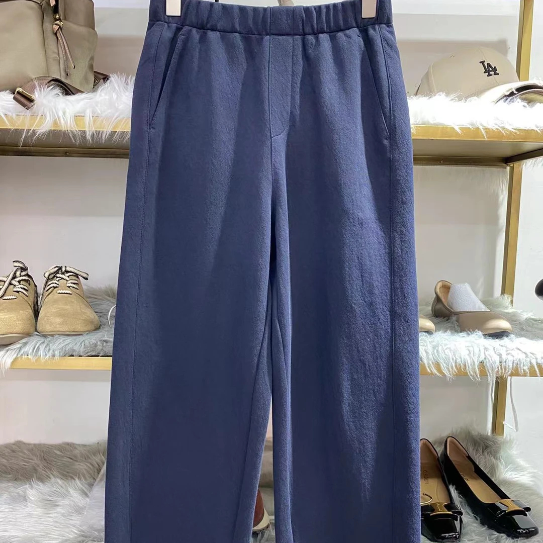 鑫娅丽贝卡秋冬新款进口纱线棉混纺松紧腰九分筒裤24067时尚休闲