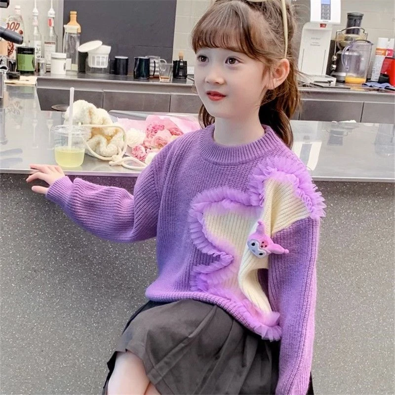 哆哆童装女童毛衣加厚打底针织衫女孩套头款洋气外套儿童新款内搭