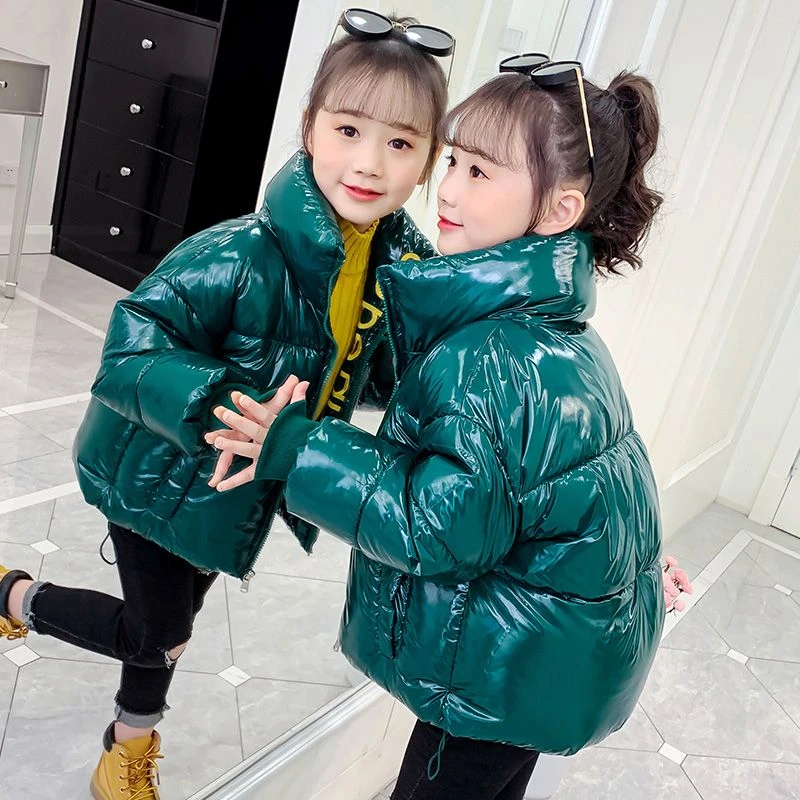 哆哆童装女童服洋气冬装儿童衣外套小女孩袄中大童冬季短款亮面包