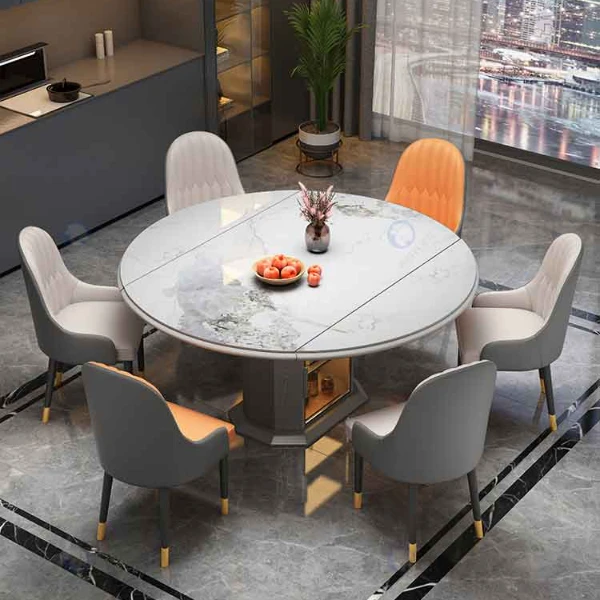 【2024新款白蜡木材质】岩板餐桌椅组合折叠伸缩储物桌子松弛感