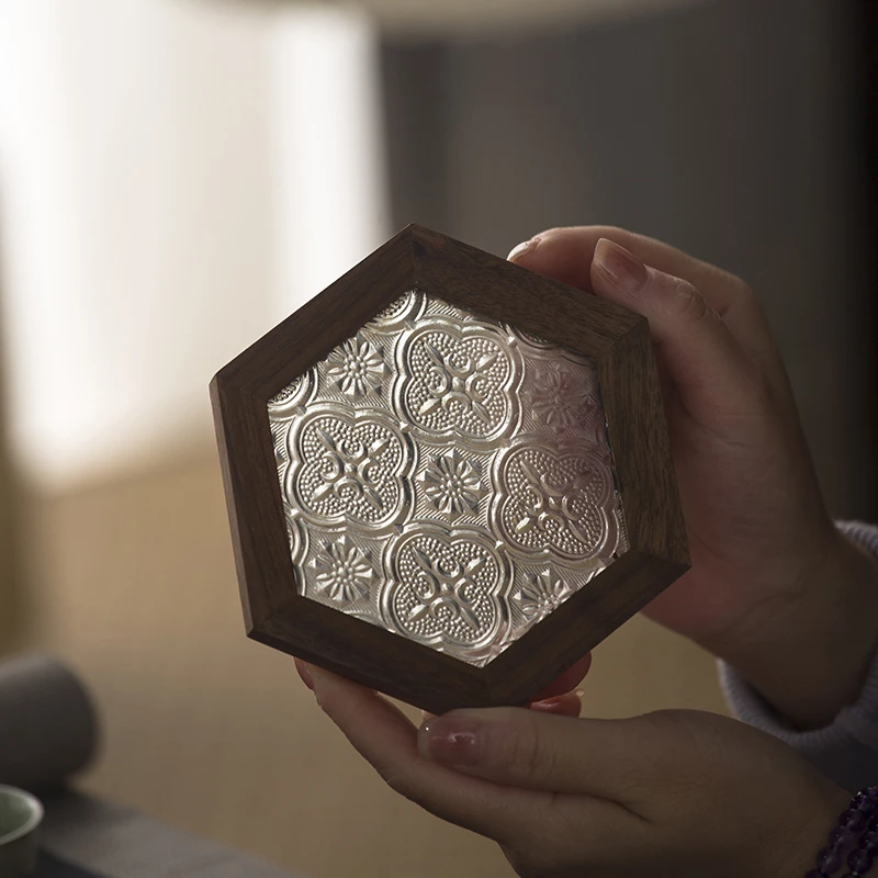 鸡翅木窗花壶承玻璃托盘杯垫实木玻璃茶盘点心盘干泡盘壶垫