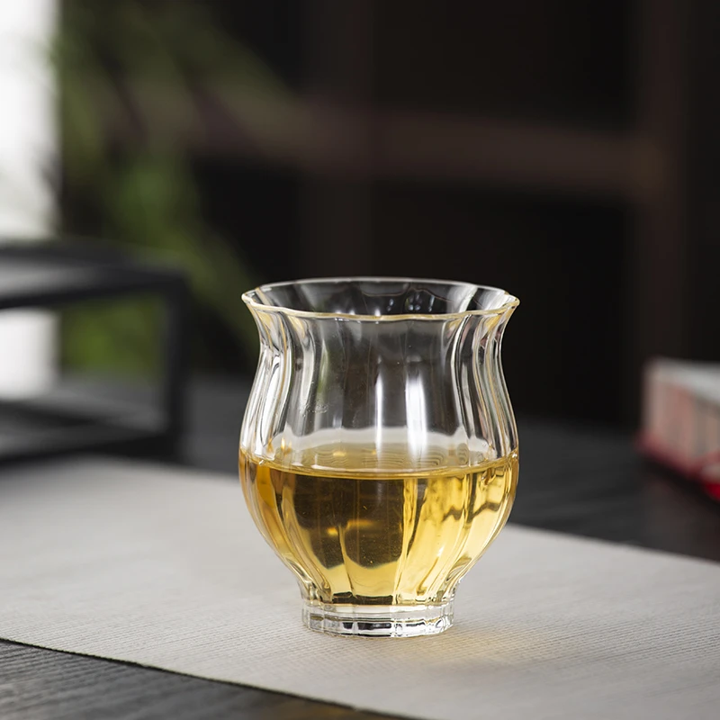 慕兮 水仙玻璃杯主人杯茶杯耐热高硼硅透明粉色分茶器功夫茶具