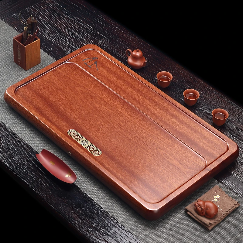 自见花梨木茶盘整块实木简约国风功夫茶具排水大茶海茶托干泡茶台