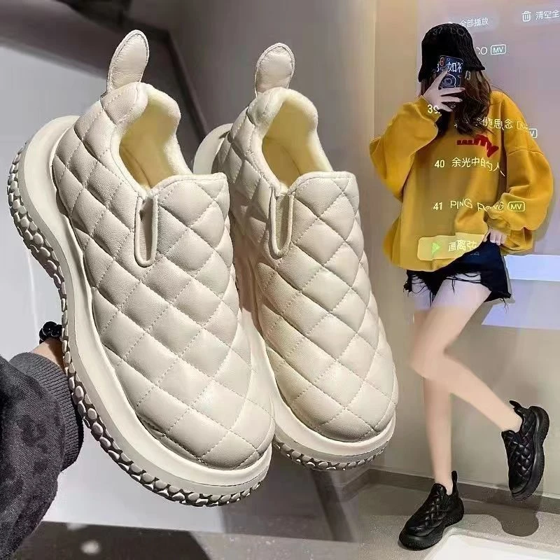 百搭休闲2023新款女鞋厚底雪地靴懒人一脚蹬加绒加厚棉鞋女棉鞋