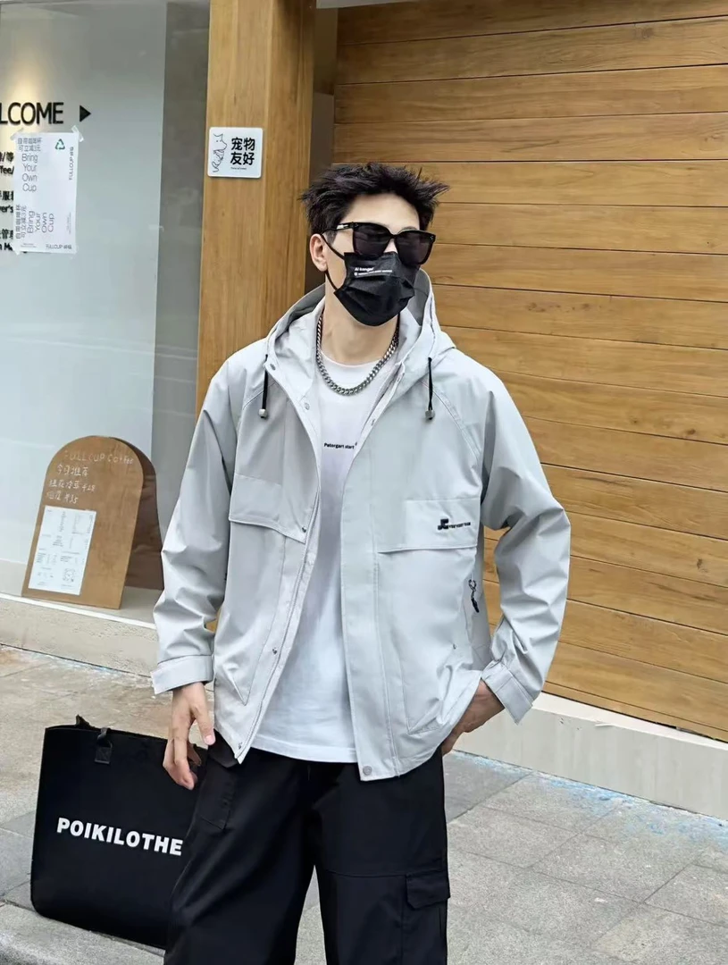 J8835#【乘风而来】休闲外套工装连帽时尚休闲百搭宽松外套夹克
