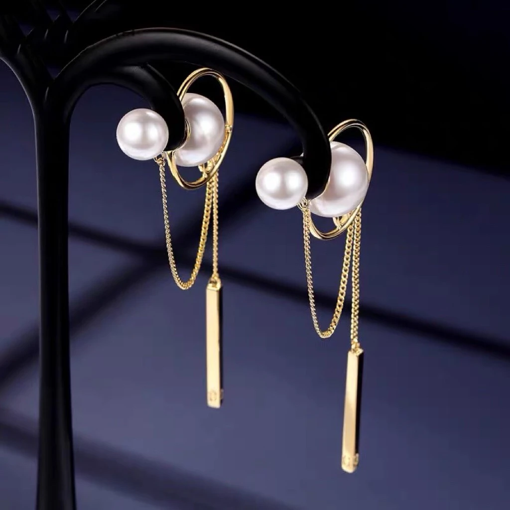 925银针耳饰 D家两戴耳钉法式复古时尚轻奢耳饰优雅长款百搭耳钉