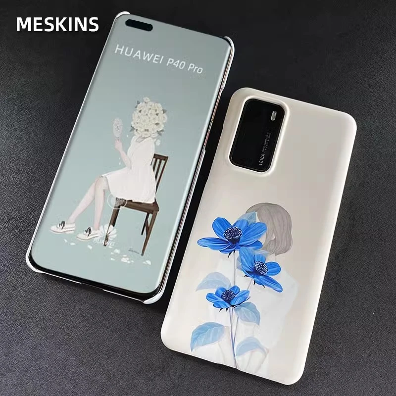 MeSkins潮牌适用于华为P40pro手机壳蓝色妖姬女款学生淑女美韩国P