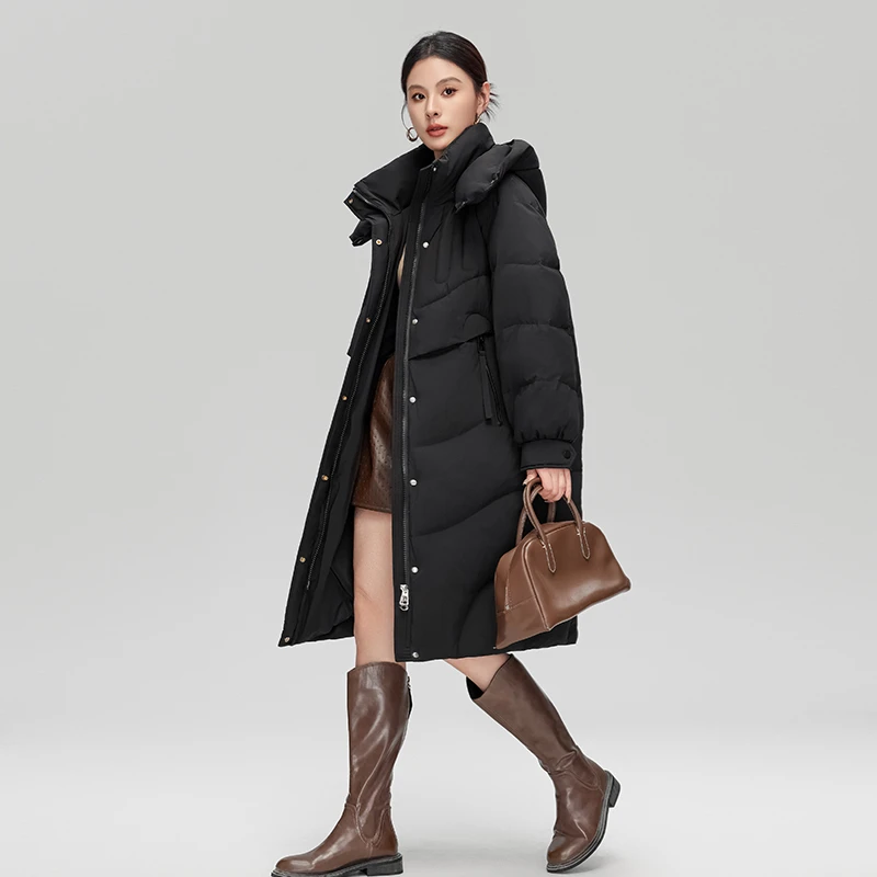 纯色简约长款过膝羽绒服女2024冬季新款时尚百搭保暖外套Y03080