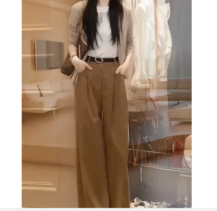 2024秋季新款时尚百搭款式女装气质网红休闲外套高腰裤子女