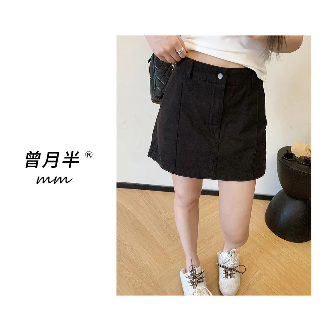 曾月半mm清仓《又乖又酷》美式复古中腰半身裙裤！ZQ120